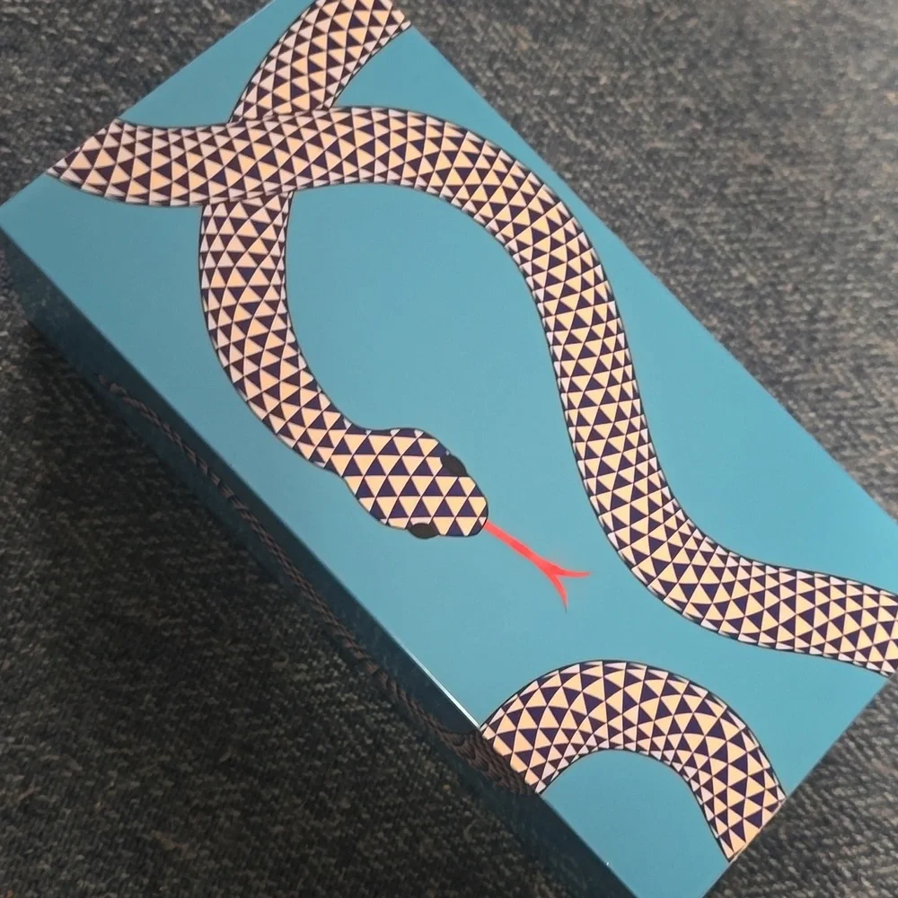 JONATHAN ADLER Eden Lacquer Box, Color Blue, Retail Price $325.00 USD